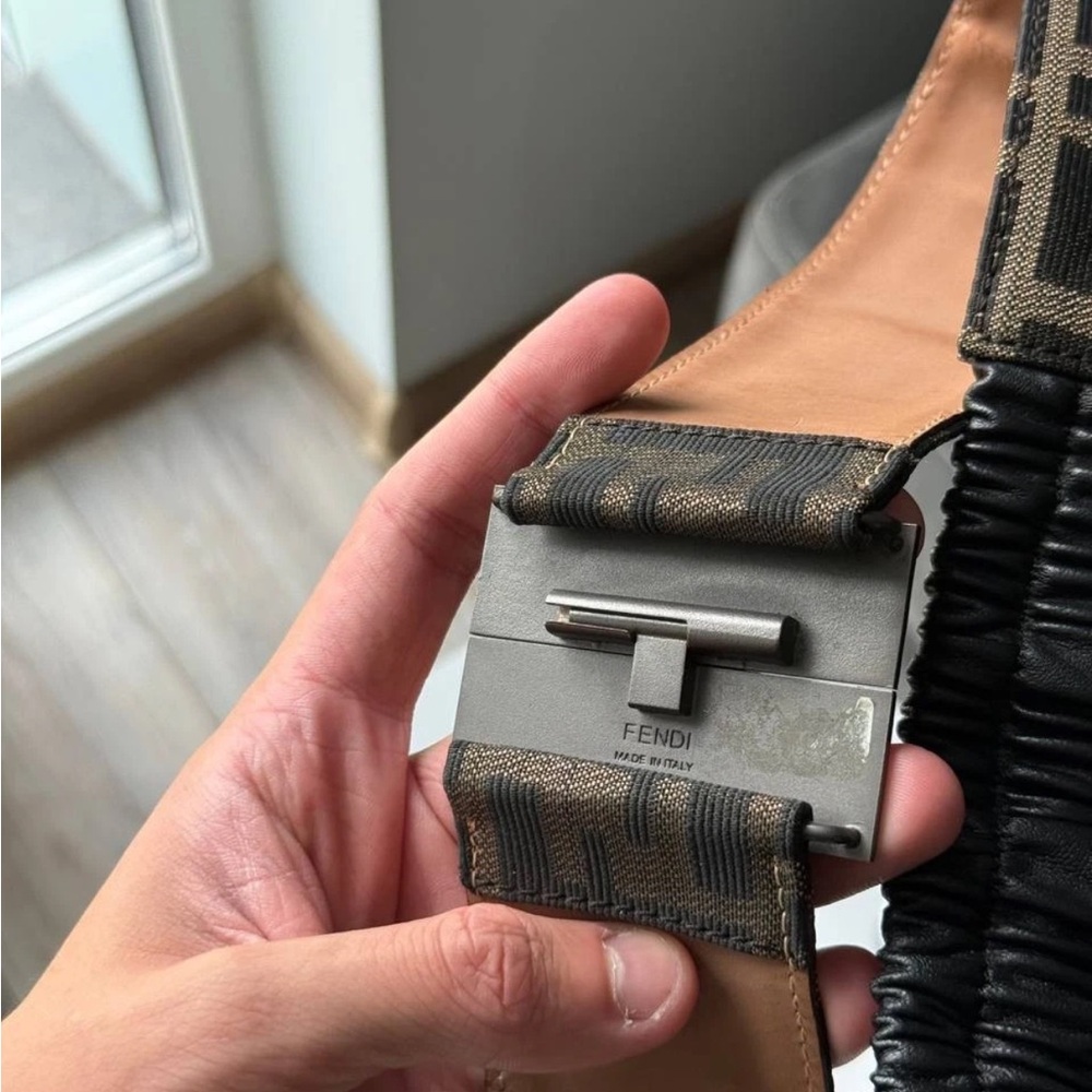 Fendi Black and Brown Belt with Elastic Panel - Picture 4 of 13